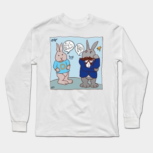 Is it hard to be a Nihilist? Nietzsche schools the Bunny funny cartoon Long Sleeve T-Shirt